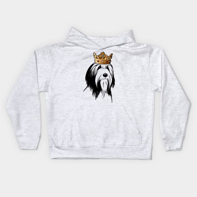 Bearded Collie Dog King Queen Wearing Crown Kids Hoodie by millersye